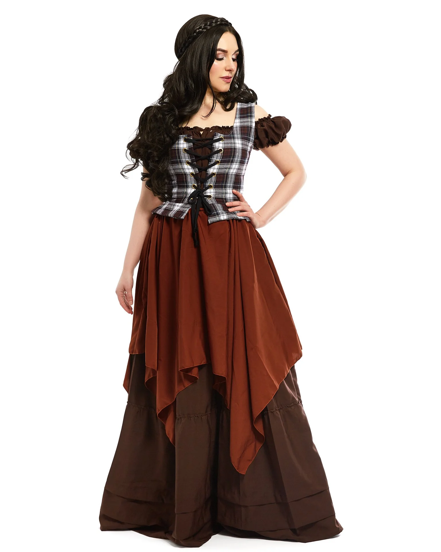 Tartan Renaissance Faire Scottish Highland 3 Piece Women's Costume Fantasy Cosplay Autumn Harvest Reminisce Brand - Image 3