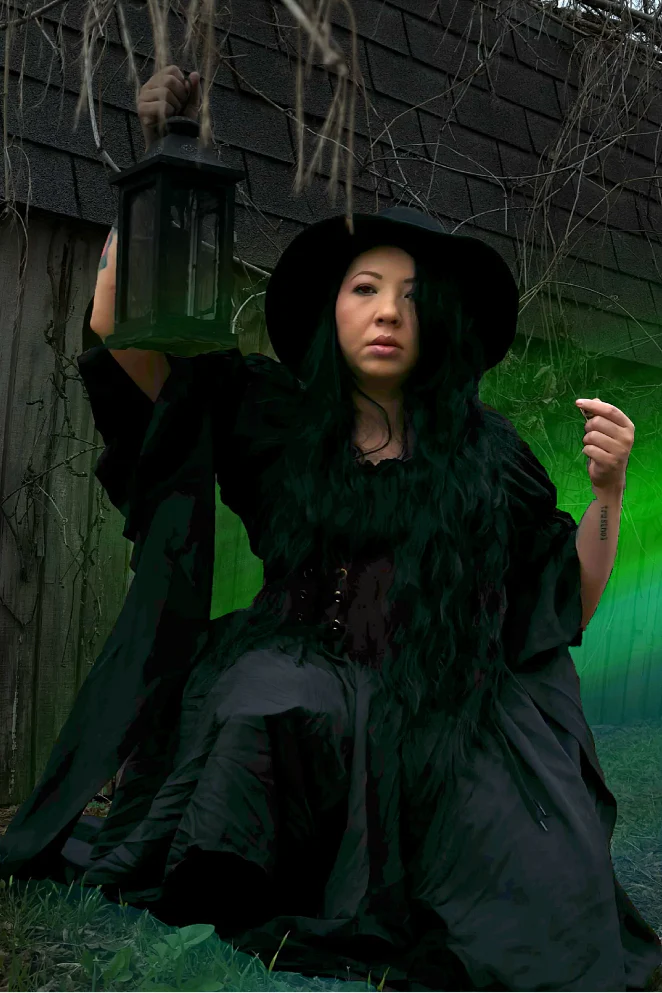 Sorceress Witch Women Renaissance Smocked Chemise Dress And Cincher Top Costume - Wicka Fantasy Cosplay Reminisce Brand - Image 4