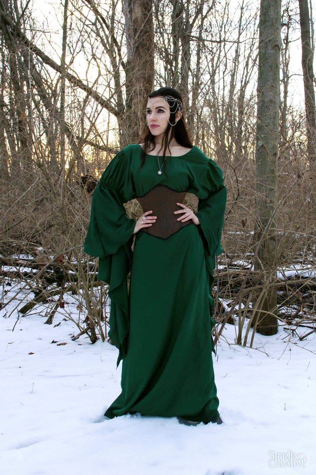 Renaissance women Costume Medieval Fantasy Cosplay Gown Dress "The Archeress" Reminisce Brand - Image 3