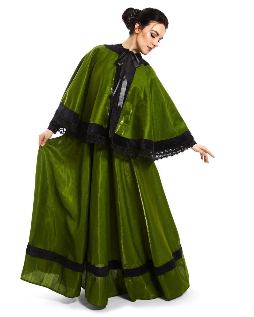 Civil War - Historical Reenactment - Dickens - Victorian Women Costume - Fantasy Cosplay Organza Skirt Cape & Sash - Reminisce Brand - Image 3