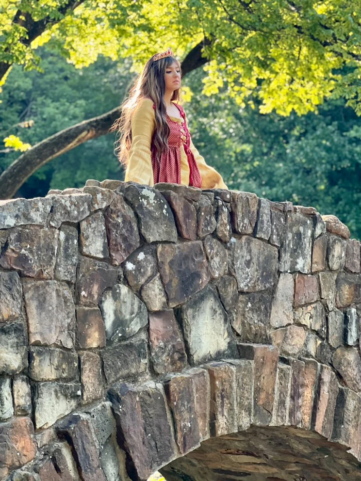 Renaissance Women's Dress Costume Elf Fantasy Elven Cosplay 2-Piece Dress Gown Set Red/Gold - " The Verona" - Reminisce Brand - Image 3