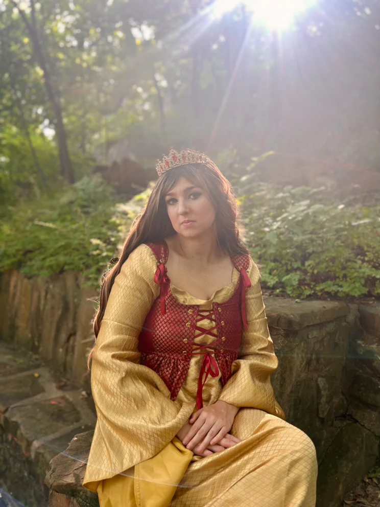 Renaissance Women's Dress Costume Elf Fantasy Elven Cosplay 2-Piece Dress Gown Set Red/Gold - " The Verona" - Reminisce Brand - Image 5