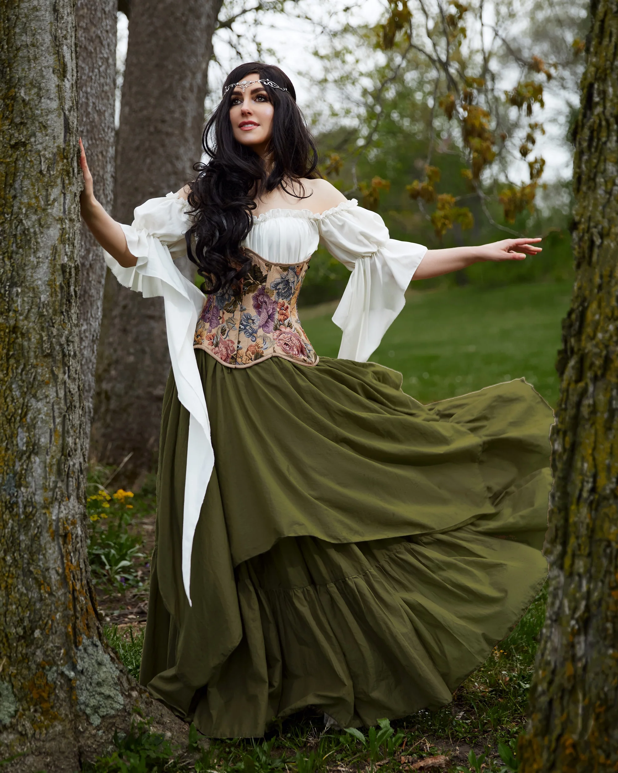 Women’s Renaissance Corset Costume - Ren Faire - Medieval Fantasy Cosplay - 3 Piece Dress & Corset - The Forest Fairy Reminisce Brand - Image 6