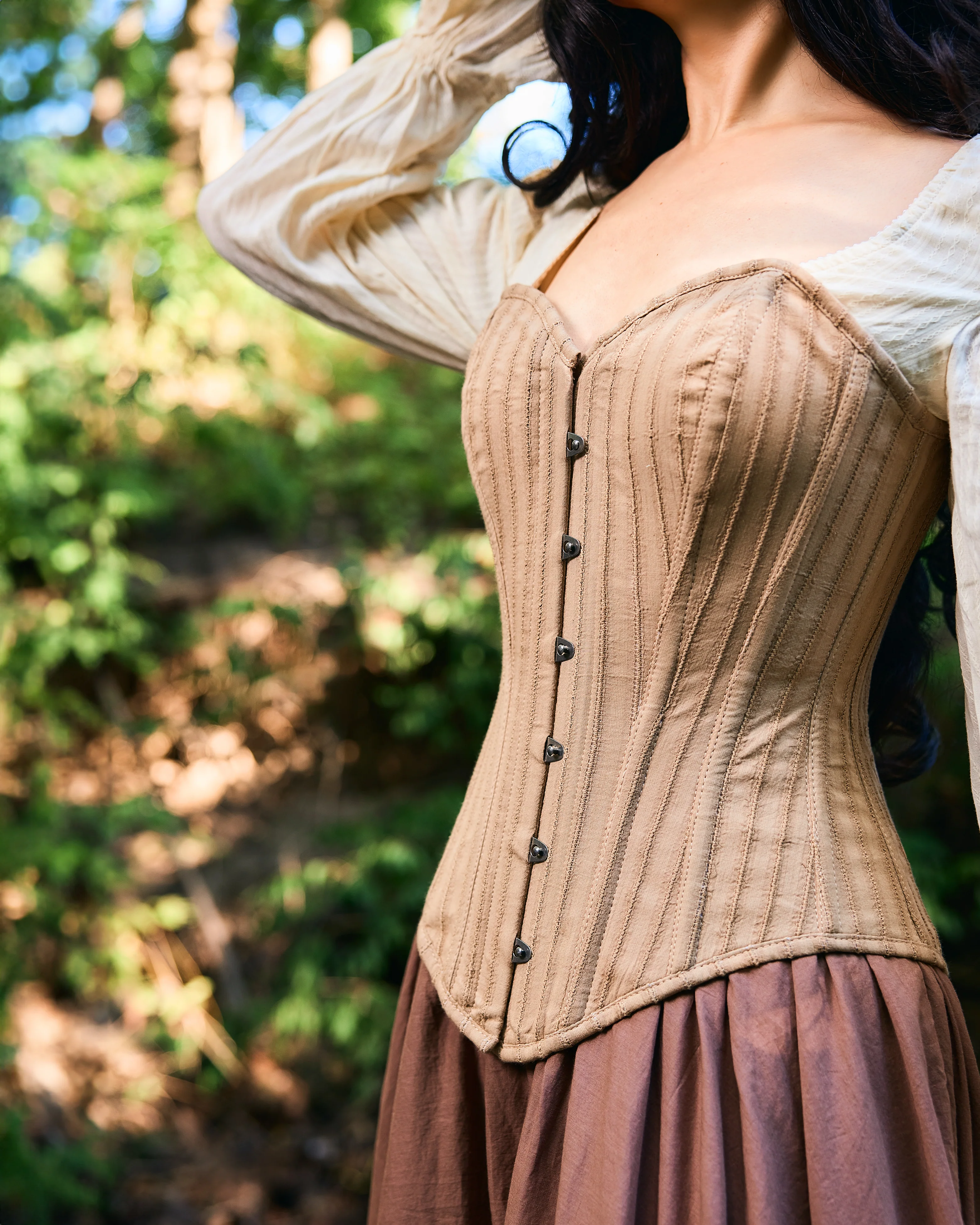 Women’s Renaissance Fair Stays Corset Costume in Beige- Ren Faire - Medieval Fantasy Cosplay - 2 Piece Skirt & Corset - The Diana - - Image 3
